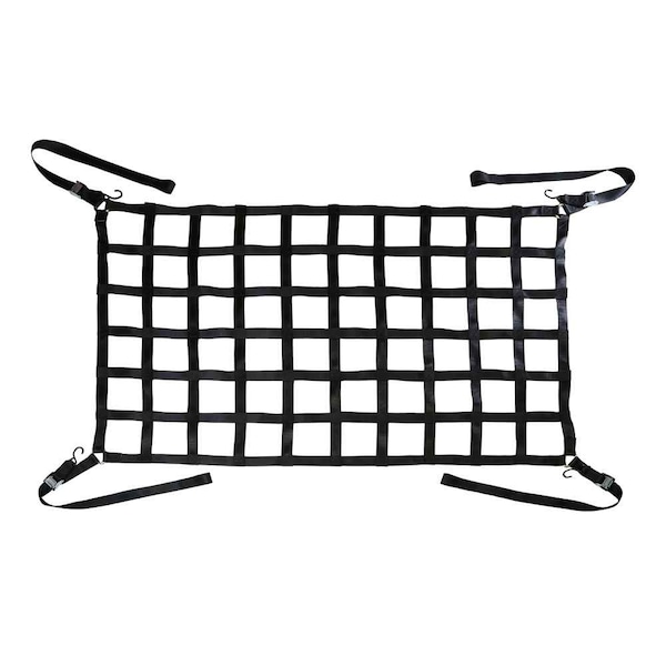 Us Cargo Control 82" x 50" Long Bed Truck Cargo Net with Cam Buckles & S-Hooks CN-825066-BLK - main